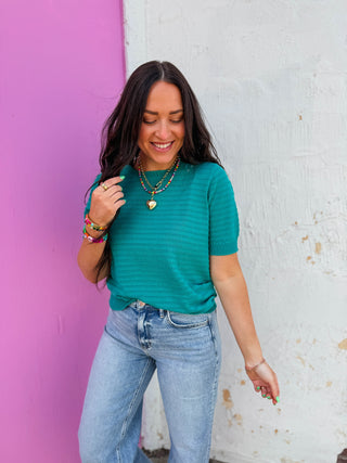Mallory Knit Top-Dark Jade