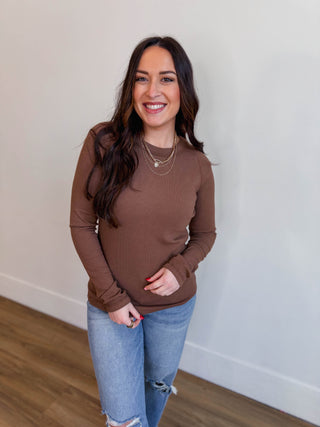 Tristin Long Sleeve Top-Mocha