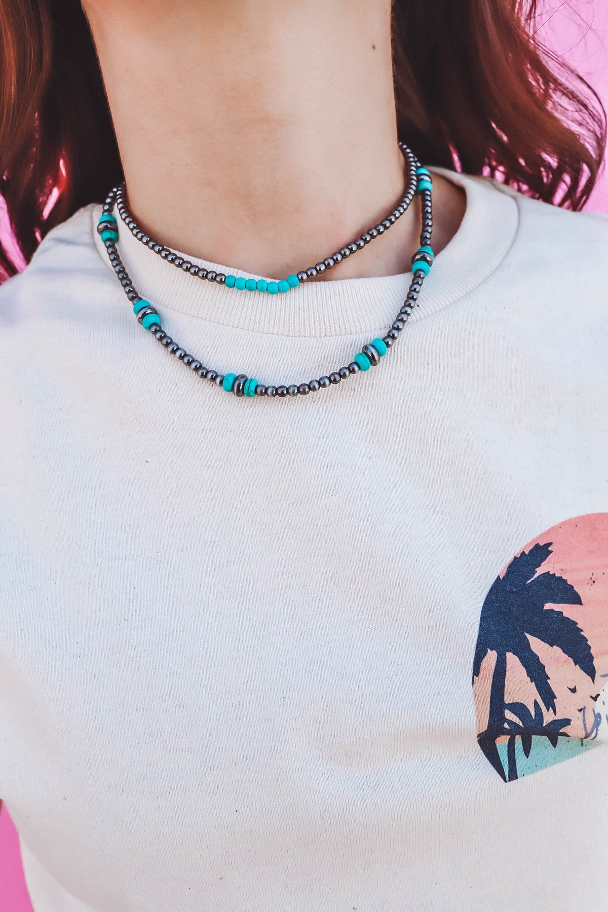 Navajo Bead Colored Choker Necklace-2 Colors
