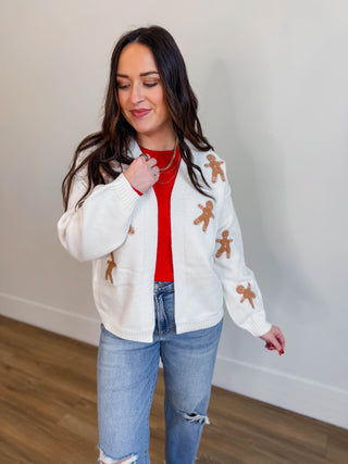 Gingerbread Man Patch Cardigan