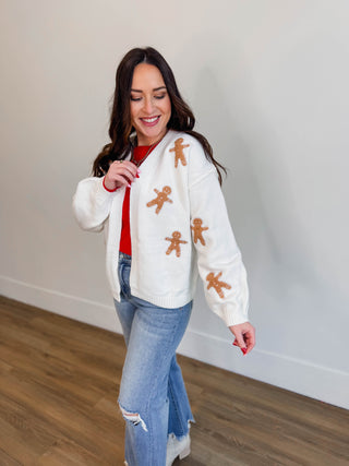 Gingerbread Man Patch Cardigan