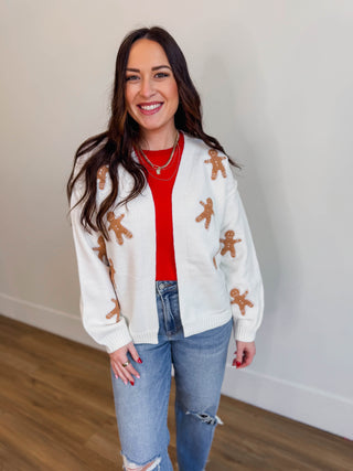 Gingerbread Man Patch Cardigan