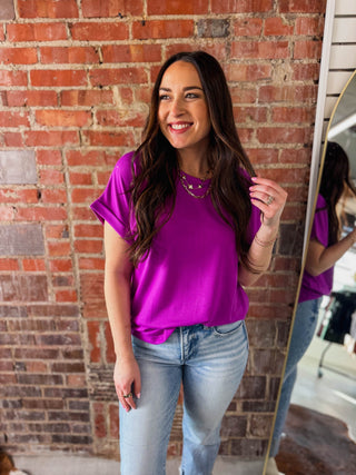 Everyday Ease Basic Tee-Magenta