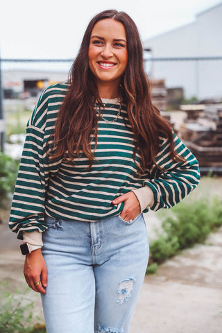 Ronnie Striped Pullover-Green