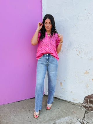 Chelsie Polka Dot Top-Pink