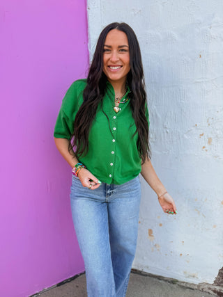Tatum Knit Top-Kelly Green
