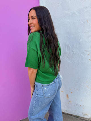 Tatum Knit Top-Kelly Green