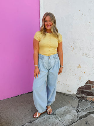 Bianca Button Down Tee-Butter