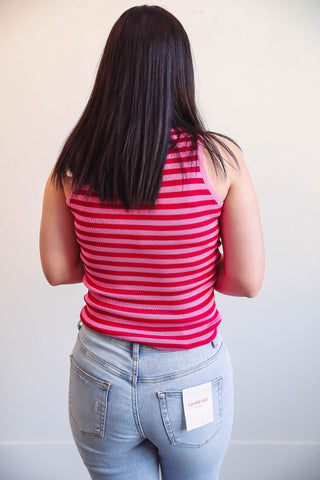 Maddie Striped Tank-Punch/Fuchsia