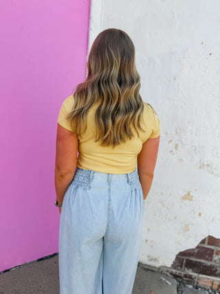 Bianca Button Down Tee-Butter