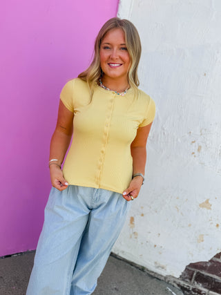 Bianca Button Down Tee-Butter