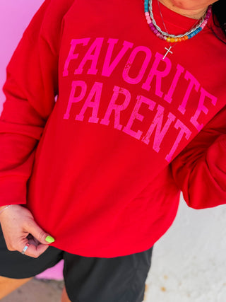 Favorite Parent Crewneck-Red