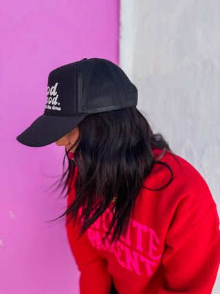 God Is Good Trucker Hat-Black