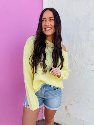 Lemon Drop Off Shoulder Sweater