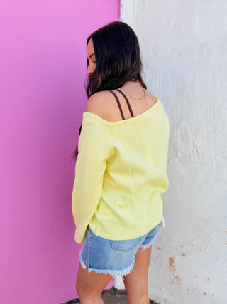 Lemon Drop Off Shoulder Sweater
