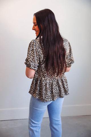 Whitney Leopard Tie Top