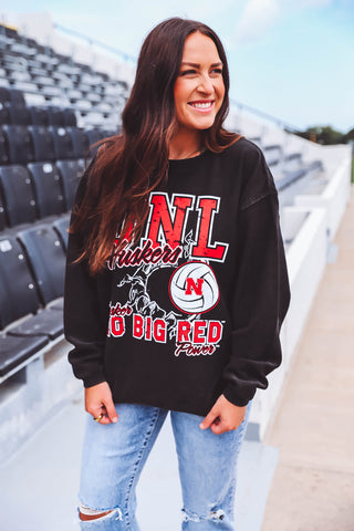 Nebraska Greene Volleyball Corded Crewneck