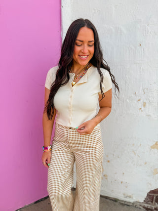Bianca Button Down Tee-Cream