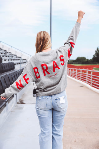 Nebraska Barkley Split Sleeve Crewneck