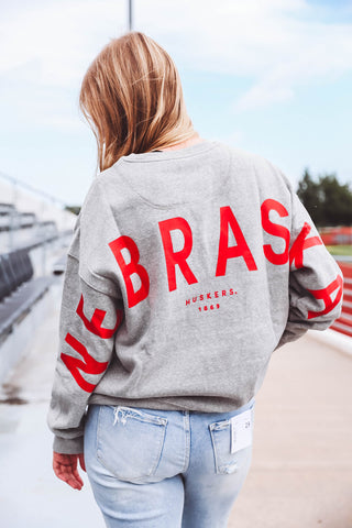 Nebraska Barkley Split Sleeve Crewneck