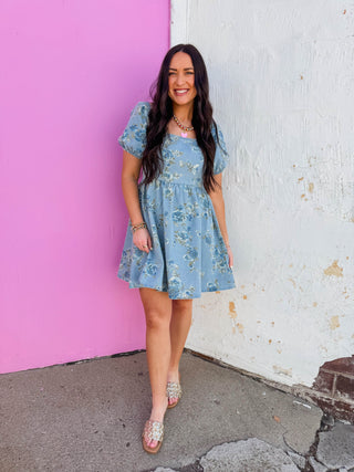 Indy Floral Denim Mini Dress