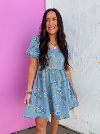 Indy Floral Denim Mini Dress