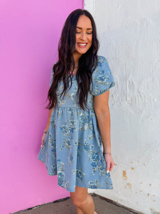 Indy Floral Denim Mini Dress