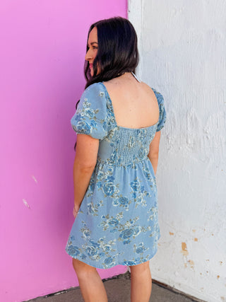 Indy Floral Denim Mini Dress