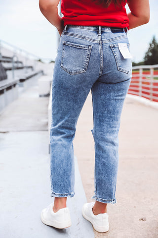 Kyra High Rise Straight Leg Denim