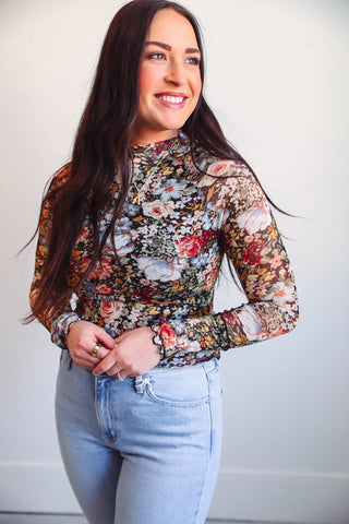 Gabrielle Floral Mesh Top