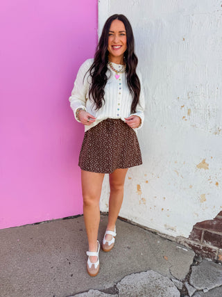 Brixton Floral Mini Skirt-Choco/Cream