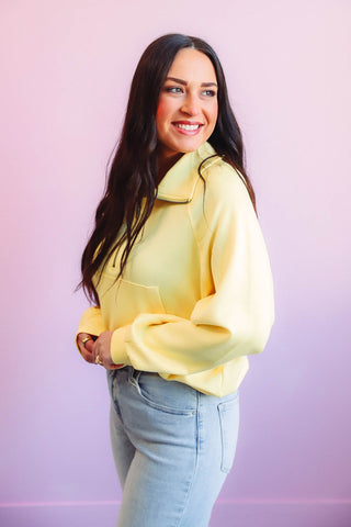 Hazel Quarter Zip-Creamy Yellow