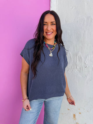 Simple Days Corded Top-Navy