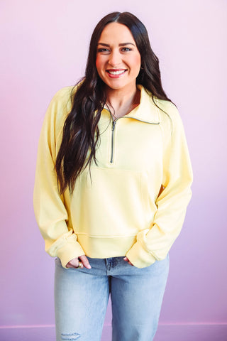 Hazel Quarter Zip-Creamy Yellow