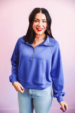 Hazel Quarter Zip-Cobalt