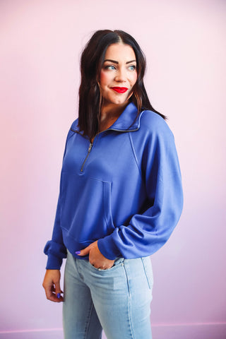 Hazel Quarter Zip-Cobalt