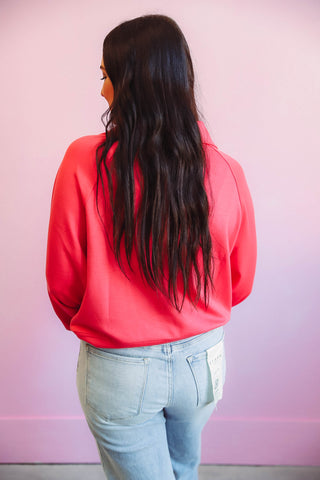 Hazel Quarter Zip-Coral