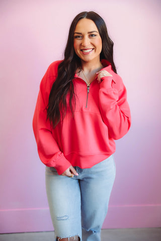 Hazel Quarter Zip-Coral