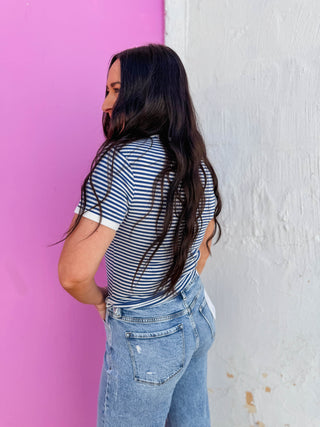 All Day Striped Tee-Light Navy