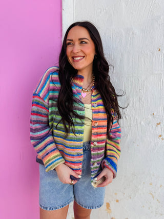 Over The Rainbow Cardigan-Sky/Purple