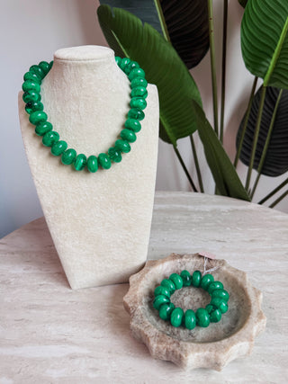 Sugar Beads Necklace & Bracelet Set-Green