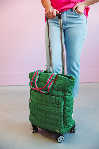 Tenley Quilted Roller Bag-Emerald