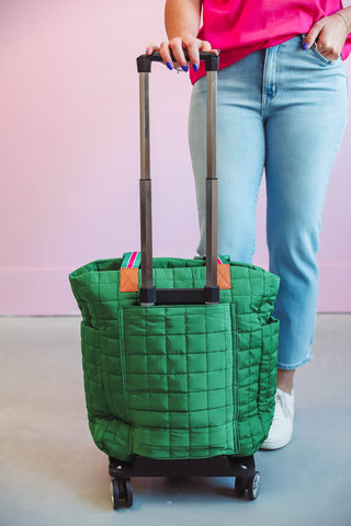 Tenley Quilted Roller Bag-Emerald