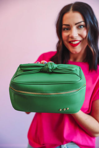 Madelyn Bow Makeup Bag-Emerald