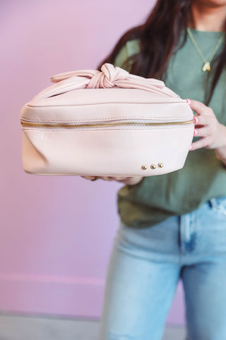 Madelyn Bow Makeup Bag-Blush