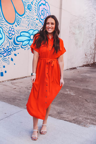 Traci Midi Dress-Tomato