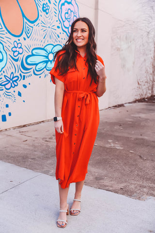 Traci Midi Dress-Tomato