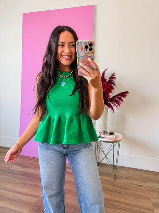 Sadie Knit Tank-Green
