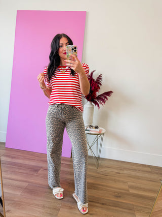 Jaci Striped Top-Red