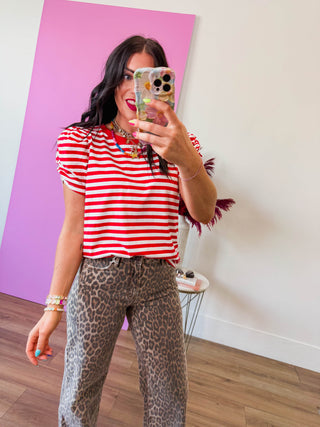 Jaci Striped Top-Red